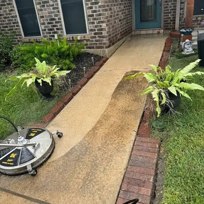 Dirty walkway being cleaned image VTX Power Wash
